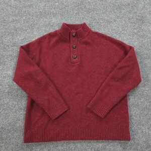 Untuckit Sweater Mens Extra Large Red Lambswool Blend‎ Button Chunky Preppy